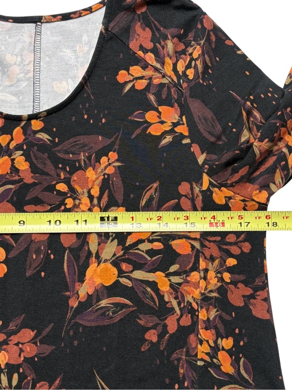Garnet Hill Seamed Knit Trapeze Dress M Floral Knee Length Tencel Swing - Picture 4 of 9